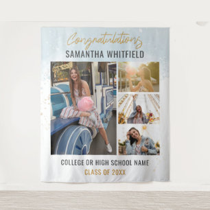 Graduate Photo Collage Modern Graduation Backdrop Tapestry