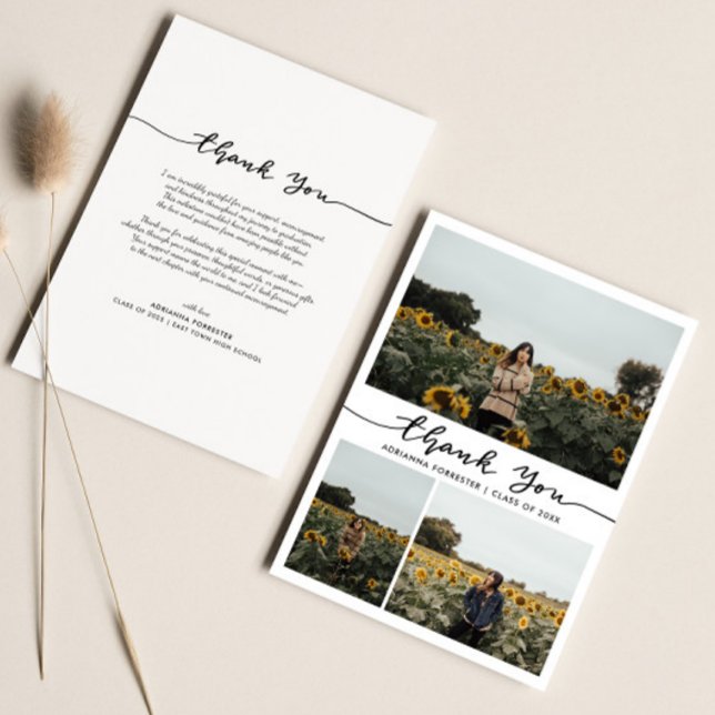 Graduate Photo Collage Thank You Script  Card (Creator Uploaded)