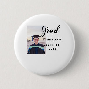 graduate photo congratulation add your name modern 6 cm round badge