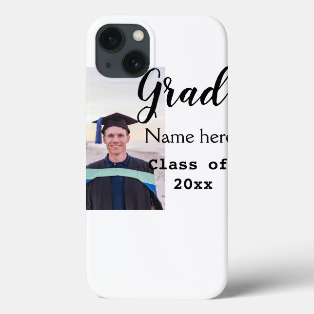 graduate photo congratulation add your name modern Case-Mate iPhone case (Back)