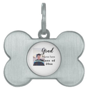 graduate photo congratulation add your name modern pet ID tag