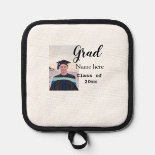graduate photo congratulation add your name modern pot holder