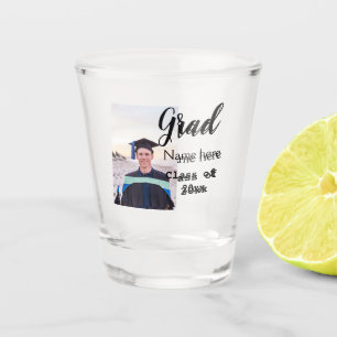 graduate photo congratulation add your name modern shot glass