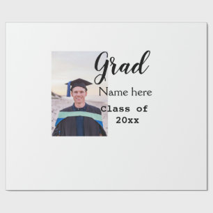 graduate photo congratulation add your name modern wrapping paper