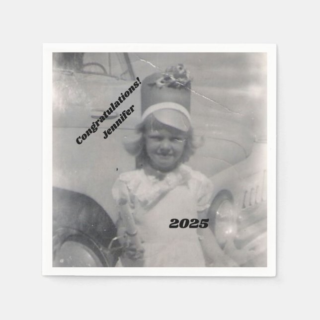 Graduate Photo | Congratulations | Name & Year Napkin (Front)