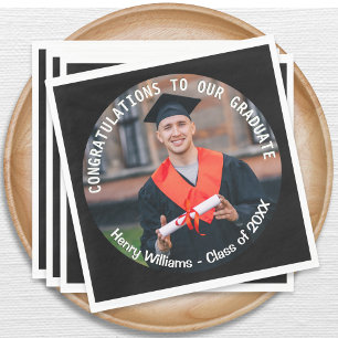 Graduate Photo Elegant Graduate Stylish Custom Napkin