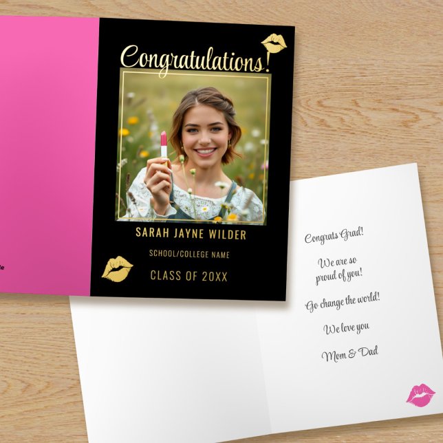Graduate Photo Foil Congratulations Card (Congratulations Graduate! Just add their photo and details to this real foil card)