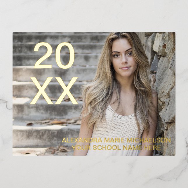 Graduate Photo Foil Invitation Postcard (Front)