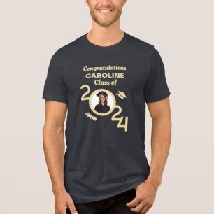 Graduate Photo Graduation Class Year 2024 Custom Tri-Blend Shirt