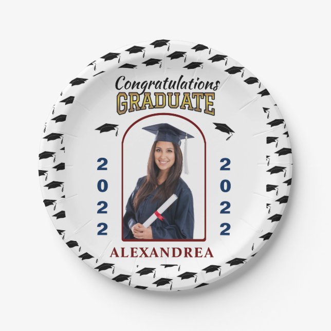Graduate Photo Graduation Congratulations Custom P Paper Plate (Front)