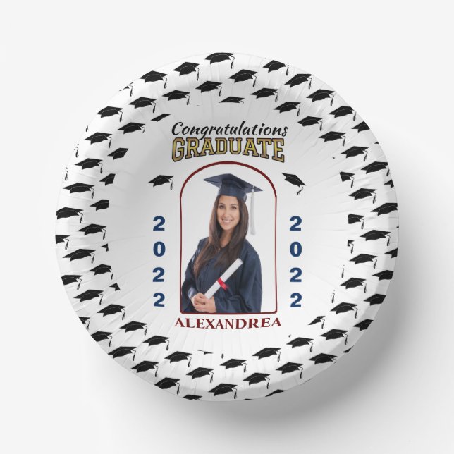 Graduate Photo Graduation Congratulations Custom  Paper Plate (Front)