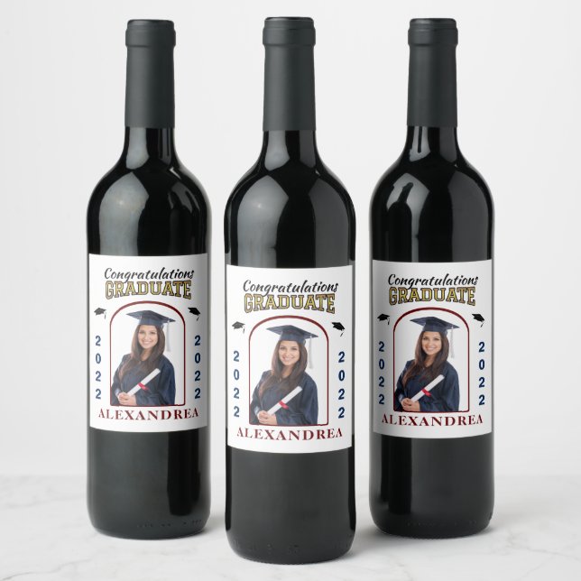 Graduate Photo Graduation Congratulations Custom  Wine Label (Bottles)