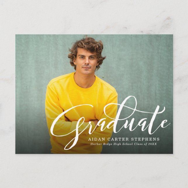 Graduate photo graduation invitation postcard (Front)