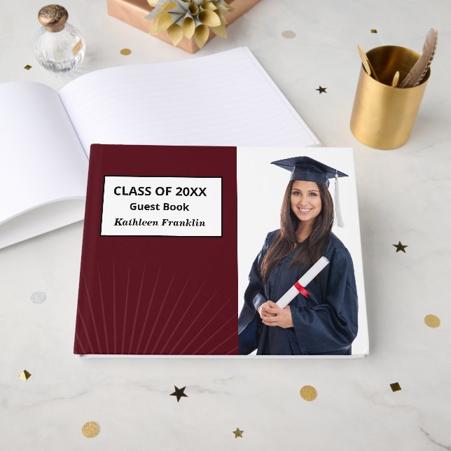 Graduate Photo Graduation Senior Class Custom Guest Book (Front Open)
