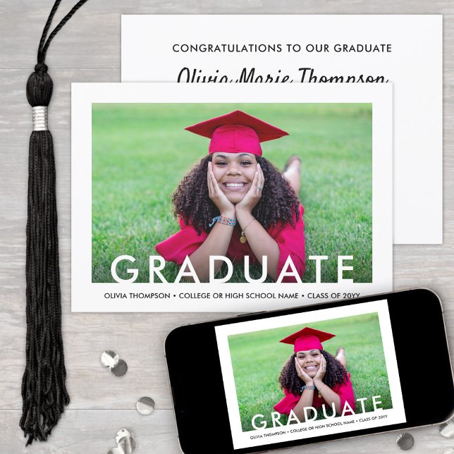 Graduate Photo Modern Black & White Graduation Invitation (Creator Uploaded)