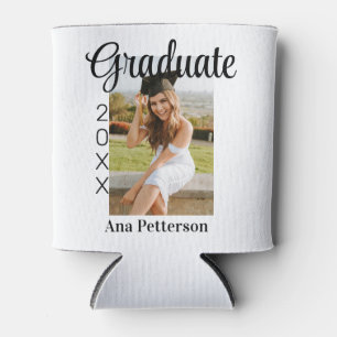 Graduate photo modern classic add year name rustic can cooler