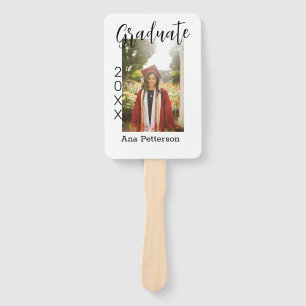 Graduate photo modern classic add year name rustic hand fan