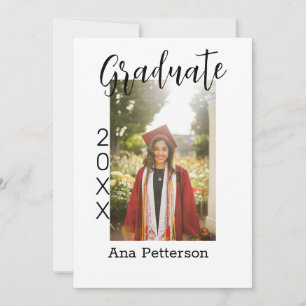 Graduate photo modern classic add year name rustic invitation