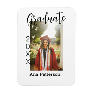 Graduate photo modern classic add year name rustic magnet