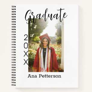 Graduate photo modern classic add year name rustic notebook