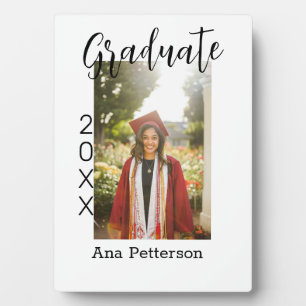 Graduate photo modern classic add year name rustic plaque