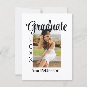 Graduate photo modern classic add year name rustic postcard
