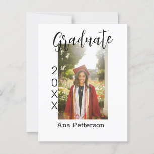 Graduate photo modern classic add year name rustic postcard