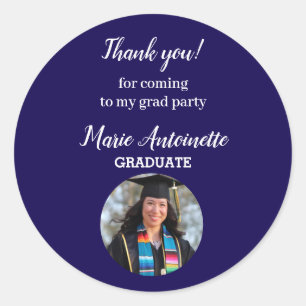 Graduate Photo Modern Classic Round Sticker