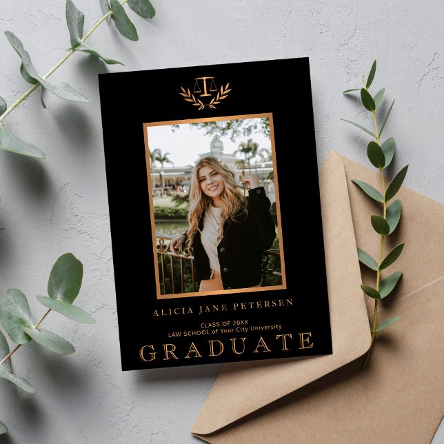 Graduate photo modern law school graduation announcement (Creator Uploaded)