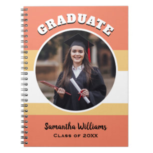 Graduate Photo Modern Peach Graduation Custom Notebook