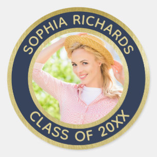 Graduate Photo Personalised   Classic Round Sticker