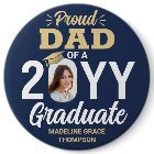 Graduate Photo Proud Dad Elegant Navy Blue & Gold