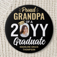 Graduate Photo Proud Grandpa Elegant Black & Gold