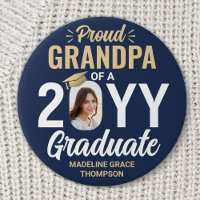 Graduate Photo Proud Grandpa Navy Blue and Gold