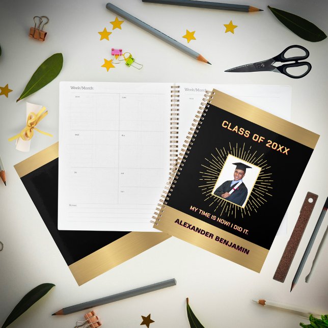 Graduate Photo Senior High School Graduating Gold  Planner (Graduate Photo Senior High School Graduating Gold Planner is great to use in college to track events)