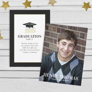 Graduate Photo Simple Minimalist Classic Hat Invitation