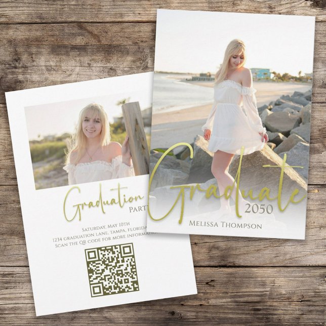 Graduate Photo Template Gold Typography Script (Creator Uploaded)