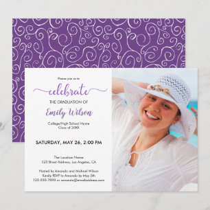 Graduate Photo Violet Pattern Graduation Party Invitation