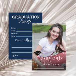 Graduate Photo White and Blue 2026 Graduation Advice Card