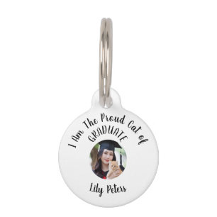 Graduate Photo with Cat Pet Tag