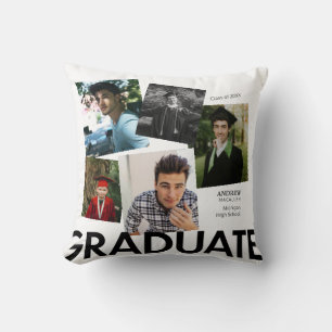 Graduate Photos White Monogram 3 Throw Pillow