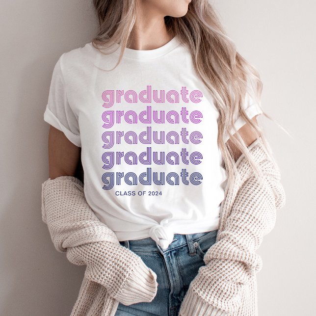 Graduate | Pink and Purple Disco Style Text T-Shirt (Creator Uploaded)