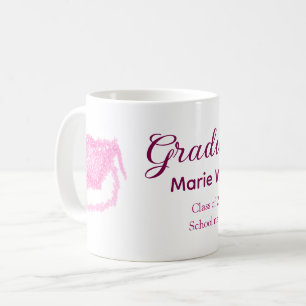 graduate pink glitter graduation cap add name clas coffee mug