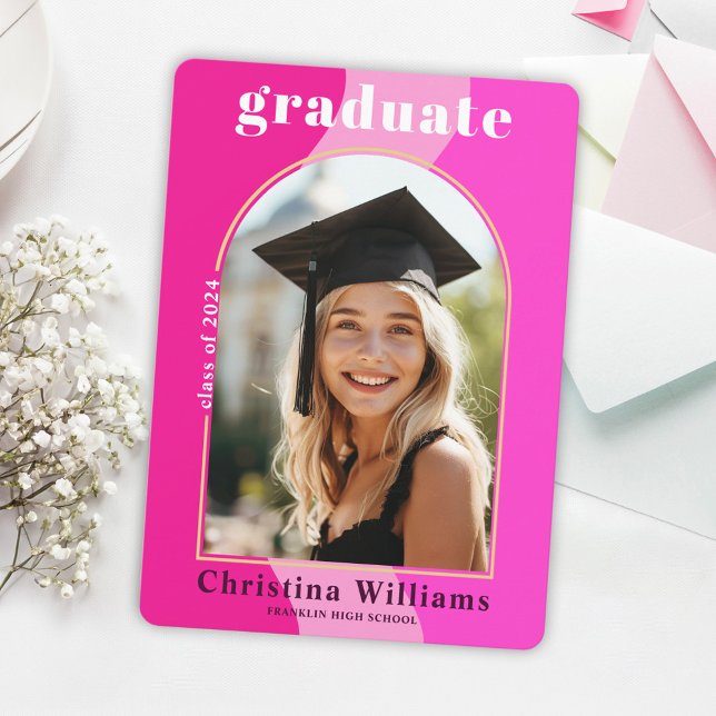 Graduate Pink Modern Photo Graduation Party Invitation (Graduate Pink Modern Photo Graduation Party Invitation)
