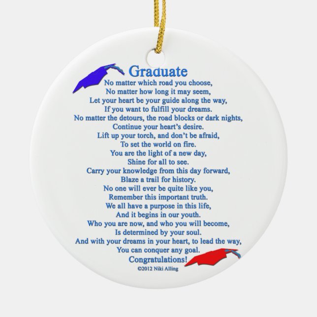 Graduate Poem Ceramic Tree Decoration (Front)