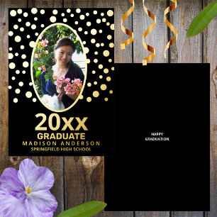 Graduate Polka Dot Oval Photo Black And Gold