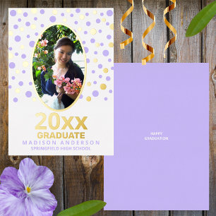 Graduate Polka Dot Oval Photo Purple Gold