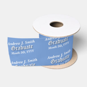 Graduate Professional Cornflower Blue Name & Date Satin Ribbon