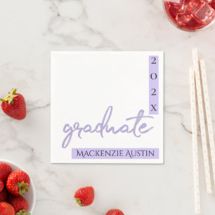 Graduate Purple Script Chic Lavender Keepsake Napkin