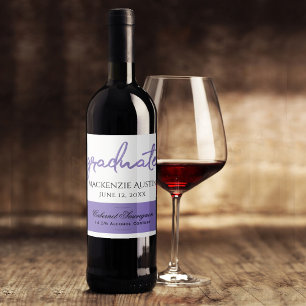 Graduate Purple Script Chic Lavender Keepsake Wine Label